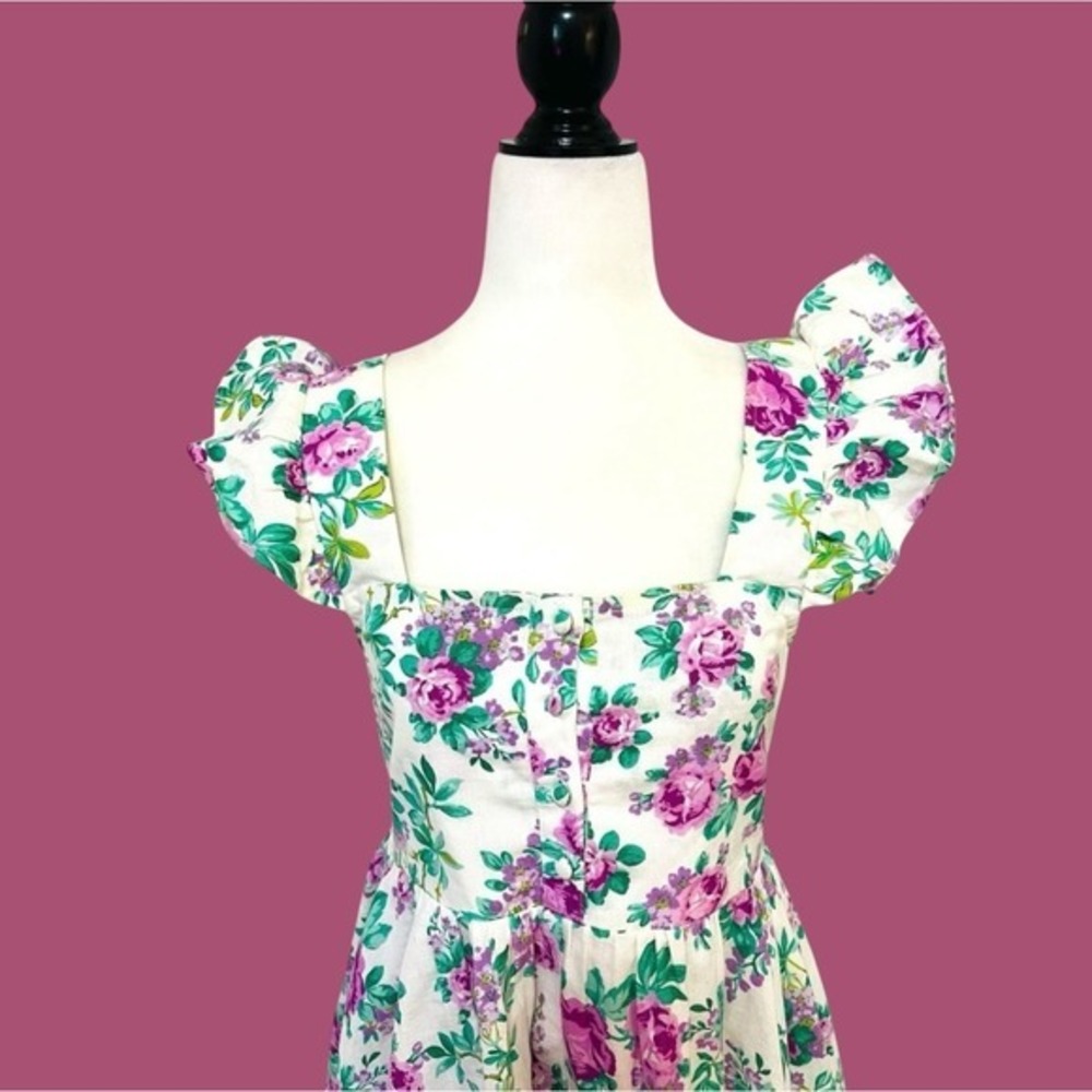ASOS Design Floral Mini Dress Cottagecore Puff Sleeve White Purple Size S - Picture 4 of 9